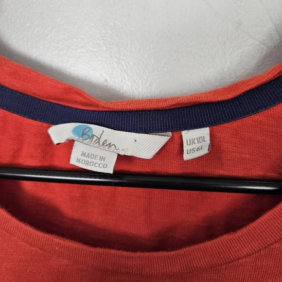 Boden Women's 6L 6 Red Orange Ruffled Knee Length T-shirt Dress Flutter Sleeves - Picture 2 of 6